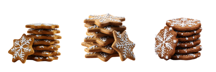 Delicious gingerbread cookies assorted stack holiday vibes transparent background studio view