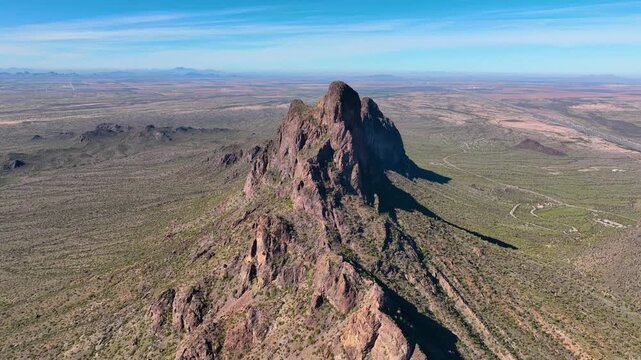 Picacho Peak aerial view in Picacho Peak State Park in Pinal County in Arizona AZ, USA. 