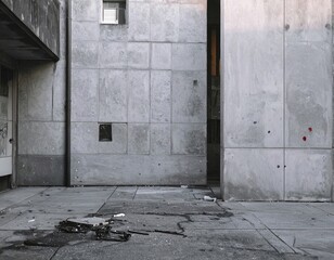 old abandoned building, concrete material