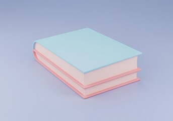 Stack of Two Pastel Colored Books Perfect for Back to School and Educational Promotions with Light Blue Background