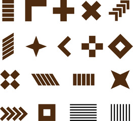 Geometric shapes collection in brown color