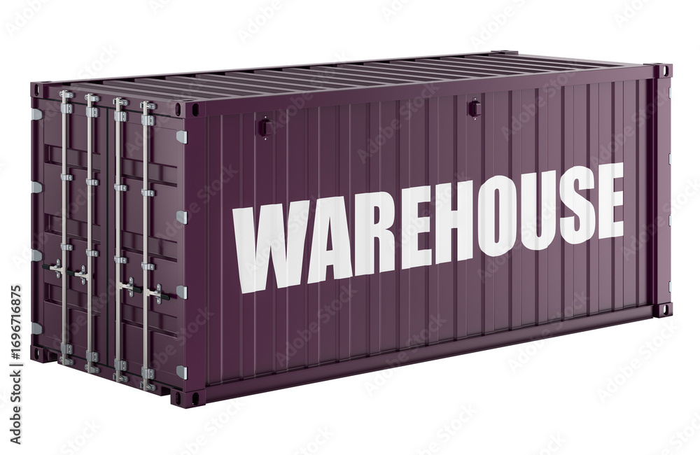 Poster warehouse shipping container. 3d rendering