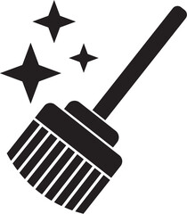 Cleaning Broom with Sparkling Stars - Cleaning Icon