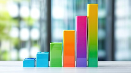 Colorful bar graph depicting growth and progress