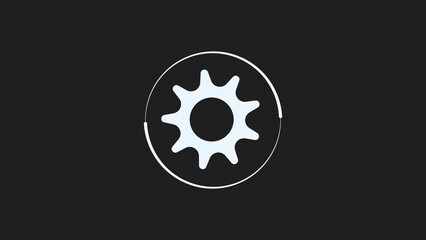 Fototapeta premium Abstract white gear mechanism inside a circular outline on a dark background