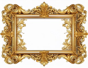 baroque golden picture frame isolated frame