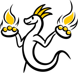 Fototapeta premium A collection of vector cartoon animal illustrations featuring a dragon, an eagle, and a dinosaur