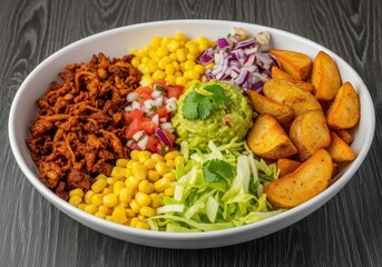 Colorful and delicious southwest inspired salad bowl