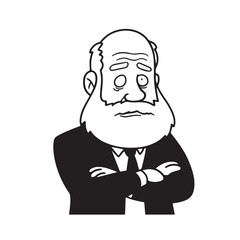 Old person in formal suit black and white vector illustration portrait elegant classic digital artwork