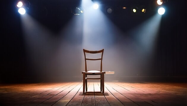 empty chair on stage in atmospheric lighting concept