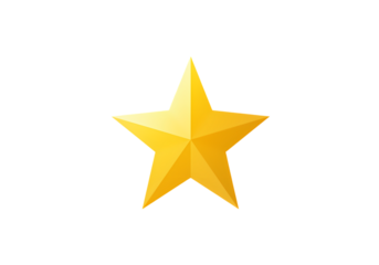 Golden FivePointed Star Graphic Element isolated on transparent background