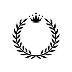 Obraz premium Laurel wreath with a crown black and white