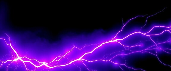 Abstract purple electric streaks, glowing plasma lightning sparks on black, lightning, fantasy