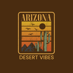 Arizona desert Vibes Nature cactus Mountain vector graphic