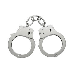 Steel Handcuffs Closeup Crime Arrest Justice Security Law Enforcement Police Equipment Silver on...