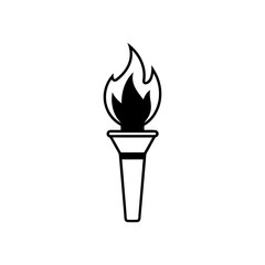 Torch with flame in black and white style