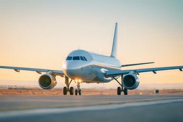 Morning Runway: Passenger Plane Taxiing, Clear Skies