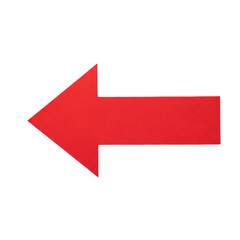 Bright Red Directional Arrow Pointing Left with Sharp Precision Navigation Guide Wayfinding on transparent background