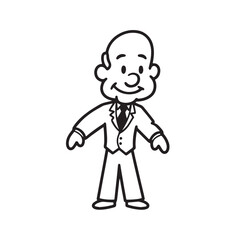 Old person in formal suit black and white vector illustration portrait elegant classic digital artwork