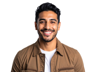 Firefly_A photorealistic portrait of a handsome man with a charming smile, in a stylish outfit 681368.png