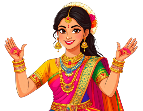 Flamenco Dancer in Traditional Red Dress, Fan Pose, isolated transparent background png