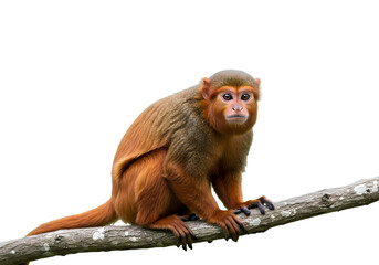 Golden Lion Tamarin Monkey on Branch isolated on transparent background