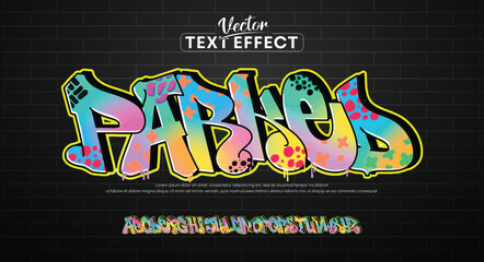 Parked logo graffiti font text effect, spray and street text style	
