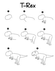 How to draw dinosaur easy step