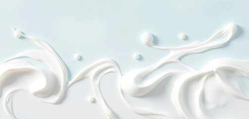 Swirls and dollops of white cosmetic cream on a clean background,  studio shot,  makeup