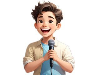 Floating Cartoon Singers and Musical Notes, Isometric Layout, isolated transparent background png