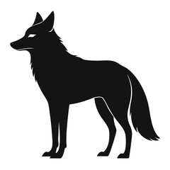 Black Silhouette Coyote With Glowing Eyes On White Background wolf canine