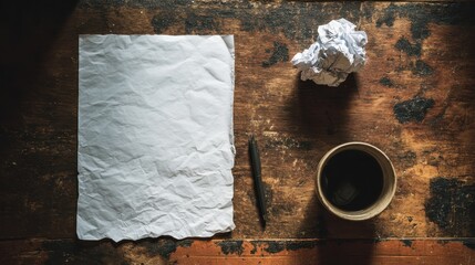 Writers Desk - Coffee, Paper, Pen, and Ideas.