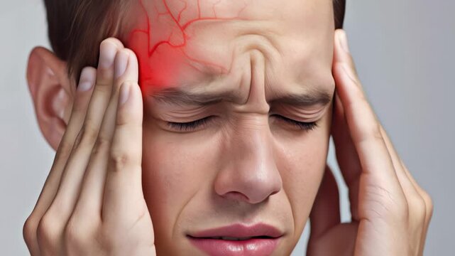 Man experiencing severe headache, a potential warning sign of an impending brain stroke condition