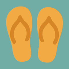 Simple Illustration of Yellow Flip-Flops on Turquoise Background