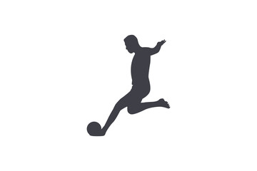 Silhouette of Soccer Player Kicking Ball – Football Vector Illustration