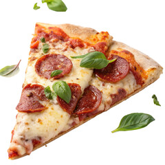 Melted Mozzarella and Pepperoni Pizza Slice &ndash; PNG Format

