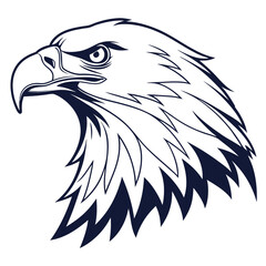 Fototapeta premium Majestic Bald Eagle Head Profile Line Art Illustration on White Background bird raptor