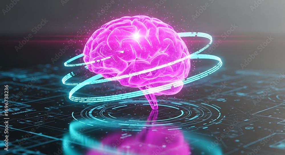 Poster digital artificial intelligence brain technology science futuristic concept