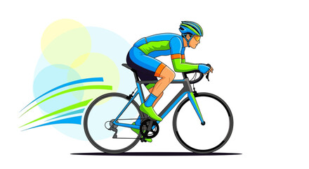 Obraz premium Animated Cyclist In Action, Speeding Towards Finish Line With Dynamic Motion Graphic Elements