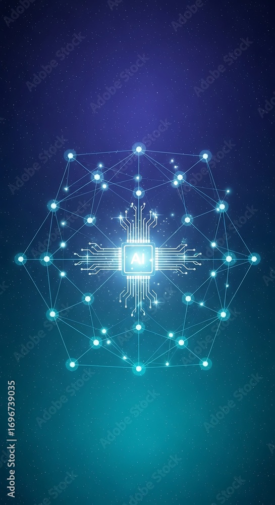 Poster advanced digital network technology represents the future of computing intelligence