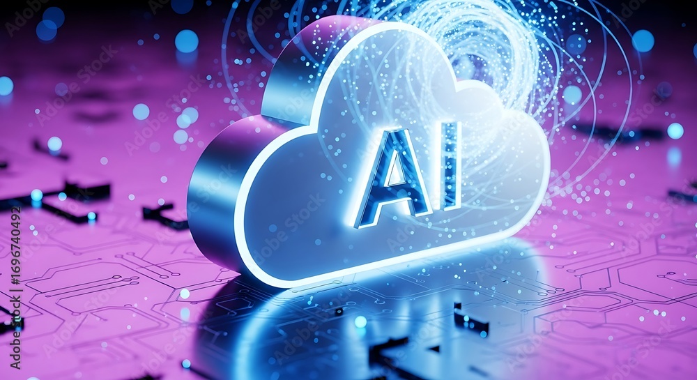 Poster artificial intelligence cloud computing technology digital transformation future