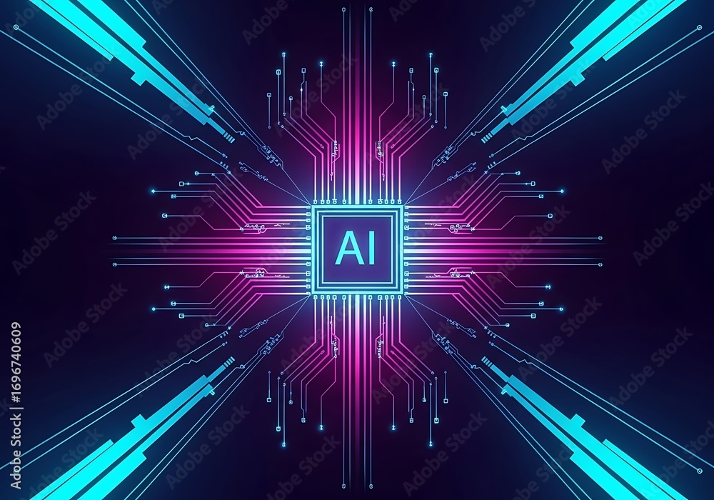 Poster artificial intelligence circuit board design futuristic technology digital abstract concept