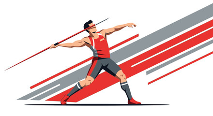Obraz premium Athlete Concentrates Readying His Throw With Spear During Track And Field Competition