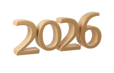 2026 3D numbers Happy New Year. Holiday design gold christmas celebration