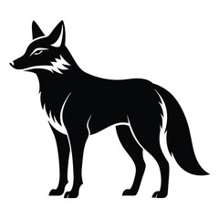 Stylized black coyote illustration with white highlights on a white background vector