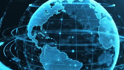 Dynamic digital representation of a global network, highlighting advanced technology and interconnected communication across the world with abstract glowing lines - Powered by Adobe