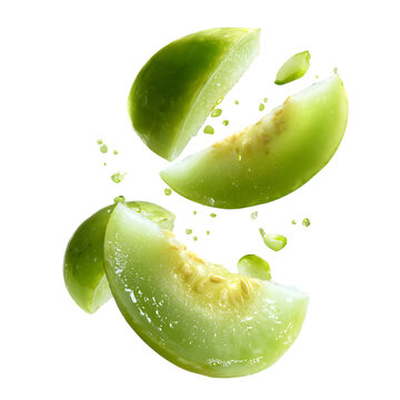 Winter Melon slice falling floating softly PNG
