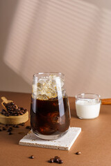 iced coffee with ice and milk
