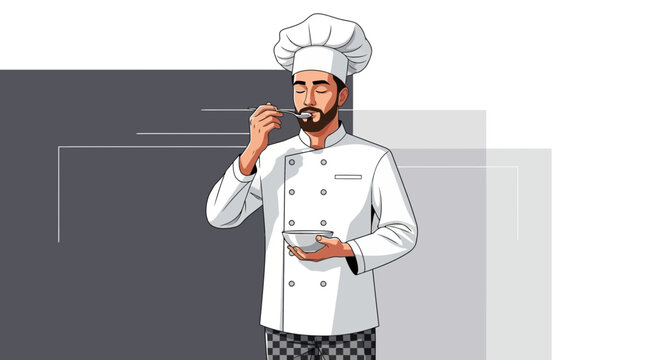 Chef Enjoying The Taste Of A Dish, Food Preparation And Culinary Excellence