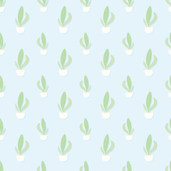 Naklejka premium Cute pastel plant seamless pattern with pastel background